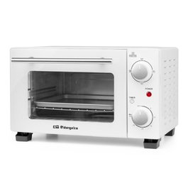 Orbegozo HO 975 Horno Eléctrico de Sobremesa, 800 W, Capacidad 10 Litros, Puerta con Doble Cristal, Temporizador 30 Min, Color Blanco, Ideal para Asar, Gratinar y Tostar